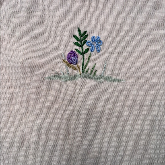 Storybook Knits Cream Cardigan with Green Leaf Appliqué Story Book Knits S - Picture 14 of 14